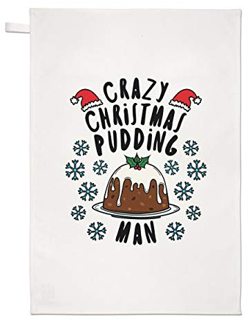 Verrückte Weihnachten Pudding Mann Schneeflocken Geschirrtuch Spüllappen