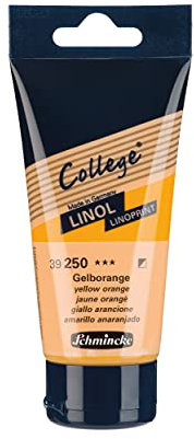 Schmincke - College Linol, Künstler-Linoldruck-Farben, Gelborange in 75 ml-Tube, 39250013, geruchsarme Linoldruckfarbe auf Wasserbasis, lichtecht, gleichmäßiger Druck