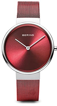 Bering Damen Quarz Uhr | Armbanduhr 31 mm Edelstahlgehäuse und Zifferblatt | Milanaisearmband | Saphierglas | 5 ATM | 14531