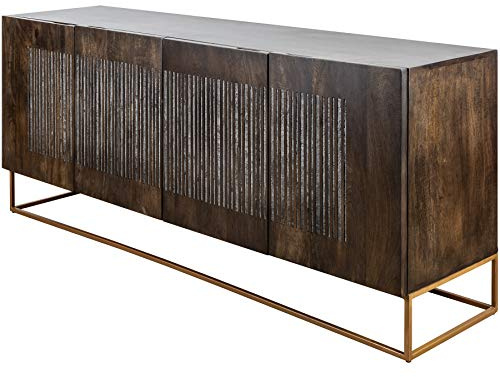 invicta INTERIOR riess-Ambiente.de Massives Sideboard Onyx 180cm Dunkelbraun Mangoholz Edelstein Achat Gold Metallgestell