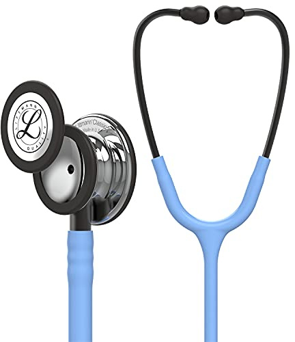Littmann Classic III Stetoskop, 5959, Himmelsblå Slang | Spegelblankt bröststycke i rostfritt stål, rökfärgat skaft och rökfärgad öronbygel. För läkare, sjuksköterskor och studenter