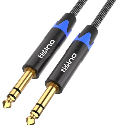 Tisino 6,35 mm TRS-Kabel, 6,3mm Klinke auf 6,3mm Klinke Stereo Audio Kabel Instrumentenkabel Symmetrisches Kabel für Gitarren, Keyboard, Bass, Verstärker und andere Audiogeräte - 3m