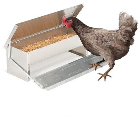 IDMarket - XL-Futtertrog für Hühner Automatischer Futterspender mit Pedal aus Stahl 5 KG