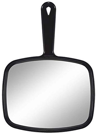 Naugust Hand Mirror - Salon Hairdresser Hand Held Mirror,Black Handheld Plain Mirror with Handle,Handheld Makeup Mirror,for Hairdressing and Beauty(31 x22cm)