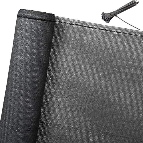 WOLTU Balcony Privacy Screen Windbreak Net Fence Sunshade Weatherproof HDPE Privacy Protector Balcony Cover with Cable Ties - 2x15m, Anthracite