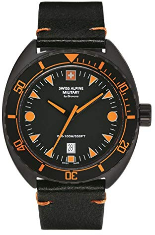 Swiss Alpine Military Herren Uhr Analog Quarz 7066.1579SAM Leder