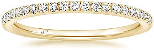 Eternity Ring Silber 925 mit Zirkonia Kristall Damenring in Silber, Rosegold und Gold für Damen mit Stein und Schmal