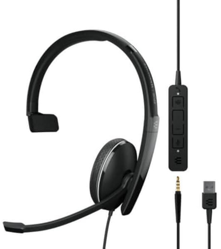EPOS | Sennheiser Adapt 135T USB II (1000900) – Casque Filaire unilatéral – Connectivité Jack/USB 3,5 mm, certifié MS Teams – Optimisé UC – Son supérieur – Confort amélioré – Contrôle des appels –