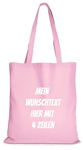 GERLINOVA Jutebeutel bedrucken mit Wunschtext, Stoffbeutel mit langen Henkeln, 100% Baumwolle