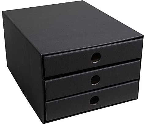 PresentFill® Schubladenbox Pappe - Schwarz - 100% Recycling Karton - Made in Germany - Schubladenturm für DIN A4 Papierablage - stabil stapelbar - Büro Schreibtisch Organizer – Ablagebox -Ordnungsbox