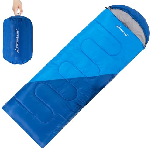 Clostnature Leichter Camping Schlafsack, 3-4 Jahreszeiten Deckenschlafsack | Outdoor Schlafsack Kleinem Packmaß, Schlafsäcke für Erwachsene, Sommer, Winter, Warm, Packsack, Reisen(Reißverschluss links)