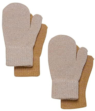 Celavi Unisex Kinder Magic Glitter 2-pak Mittens, Beige Gold, 3 EU