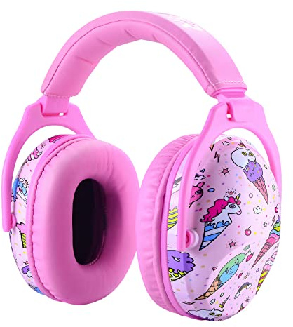 Hocazor HZ015 Kids Ear Protection-SNR 27dB Safety Earmuffs Durable Composite Material Hearing Protector Girls Noise Cancelling Headphones - Pink Ice Cream