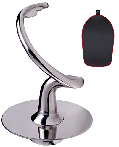 K45DH Dough Hook Attachment and Mixer Slider Mat for KitchenAid 4.5-5 Quart Tilt-Head Stand Mixer, Stainless Steel Spiral Dough Hook, Mess Free, Dishwasher Safe, Mixer Accessory