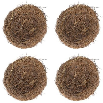 4 Stück Rattan Ostern Vogelnest Deko, 15cm Künstliches Vogel Nest Festival Ostern Deko Handgemacht Vögelnest Rattan Birdhäuser Natürliche Taube Nest ,Ostereier Basteln Deko für Garten Ostern Deko