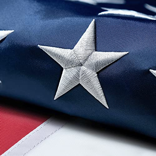 American Flag 4x6 FT Outdoor, Heavy Duty High Wind US Flag, Embroidered Stars, Sewn Stripes, Brass Grommets, Indestructible Tough Double Sided United States Flag Suitable for Outside Use