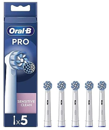 Oral-B Sensitive Clean Testine Spazzolino Elettrico, Confezione da 5 Testine di Ricambio, Pulisce Aree Sensibili e Infiammate, Rimuove Fino al 100% di Placca in Più