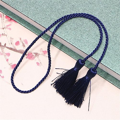 5 pcs 5 cm Bunt Quasten AnhäNger, Lesezeichen Quasten Tassel Klein Deko Quaste Boho Troddel SchlüSselanhäNger MöBel Quasten Dicke Zierquaste Seidenquaste für DIY-Projekte Handwerk ZubehöR(Dunkelblau)