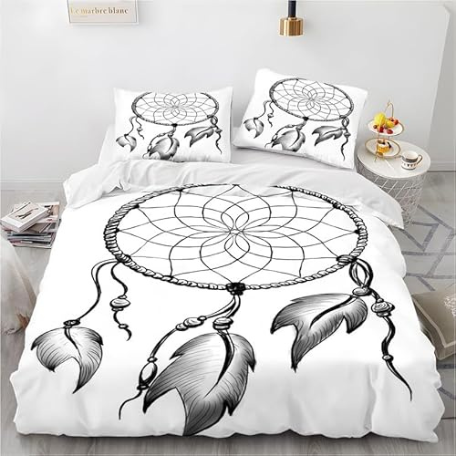 phonxia Bettwäsche 90x200 TraumfäNger Grau Bettbezug 90x200 mit Reißverschluss Bettwäsche Set 2 Kissenbezug 80x80 cm Deluxe Atmungsaktiv Reversibel Mikrofaser