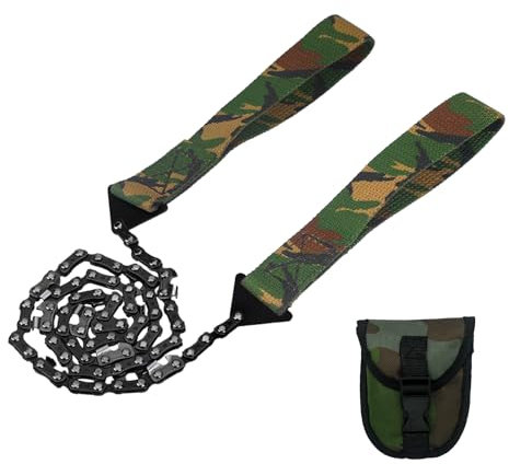 MultiValue Sierra de Cadena Manual, 24 Pulgadas Sierra de Bolsillo Duradera Motosierra de Bolsillo Portátil para Herramientas de Camping Accesorios y Exteriores (A, Verde)