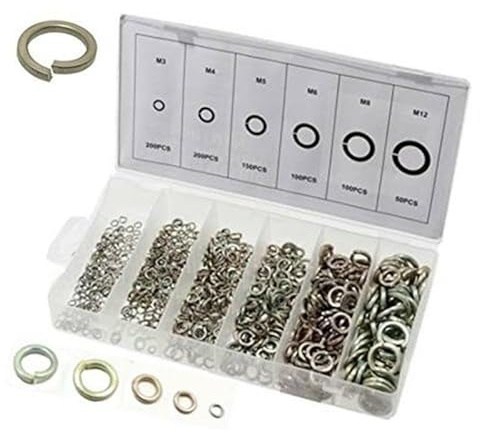 Kit Assortimento 800 Rondelle Elastiche Spaccate Tipo Grower M3 M4 M5 M6 M8 M12