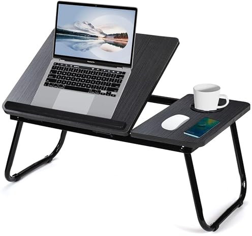 Blisswood Laptop Bed Table Laptop Desk With Foldable Legs & Cup Slot, Laptop Tray For Bed, Sofa Breakfast Folding Table Lap Desk Notebook Stand for Reading Writing Working (Black)