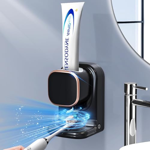 Kingderoom Automatischer Zahnpastaspender, elektrischer Wand-Zahnpastaspender für Kinder und Erwachsene, Zahnpastapresse mit Wandsensor für das Badezimmer (schwarz)