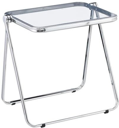 KAIHAOWIN Klapptisch, transparentes Acryl, zusammenklappbar, Keine Montage erforderlich, winziger Schreibtisch für Zuhause, Büro, Beistelltisch, Kleiner Computertisch für kleine Räume，Clear