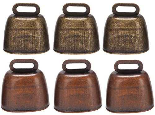Yuemsh 6 PièCes Cloche de Vache en MéTal, Cloche RéTro Cloche pour Cheval Mouton Paissant Cuivre, Clochettes de Vache Fabricants de Bruit