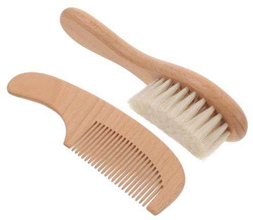 UPKOCH Haarbürsten Babypflegebürste aus Holz Neugeborenen-badebürste und Babykamm für Kopfreinigung Weiche Borsten für Sanfte Babypflege