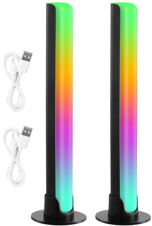 Litinliv 2 Stk RGB Lichtleiste, LED Musik Rhythmus Licht USB, 10 Farbmodi und 8 Dynamikmodi, Sync Ambient Light für PC Monitor, Gaming Zimmer, Gaming LED Deko Beleuchtung, Schallsensor, ohne APP