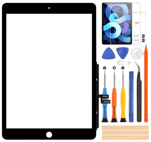 Touch Screen per iPad 9 2021 Gen 10.2 A2602 A2603 A2604 A2605 Digitizer per iPad 9th 9a Sostituzione Schermo per iPad 2021 Touchscreen Glazed Panel con Riparazione Kit, Senza Pulsante Home (Black)