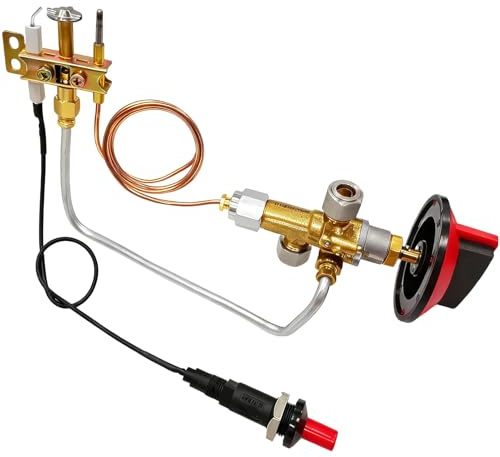 MCAMPAS LP Valvola di sicurezza del gas con bruciatore pilota. Termocoppia. Accensione piezoelettrica kit fai da te per forno per pizza, camino. Forno
