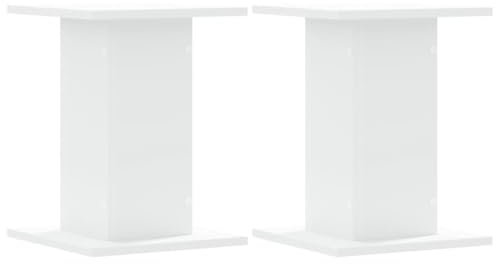 vidaXL Soportes Altavoces 2 uds Madera ingeniería Blanco 30x30x40 cm, Plataforma de Altavoces, Soporte de Altavoces de Suelo, Soporte de Altavoces HiFi