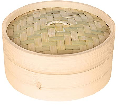 KESOTO Premium Bamboo Steamer Set for Cooking and Steaming, 21cm