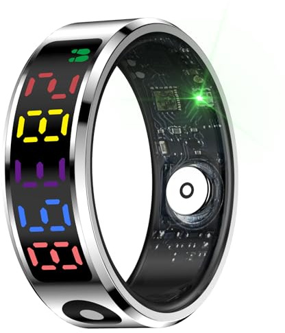 Anneau de Fitness Intelligent avec Affichage Couleur, Tracker d'activité IP68, Modes Multi-Sports, connectivité D'application Mobile, Bague de santé en Acier Inoxydable pour (8) (9) (10) (11) (12)