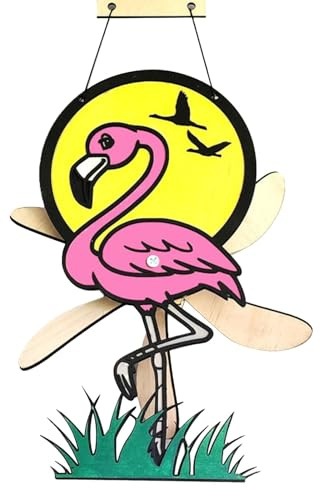 Streysisl Moulin à vent en bois en forme d'animal de dessin animé - Résistant aux intempéries - Décoration à suspendre pour jardin, terrasse, extérieur