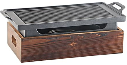 Barbecue Coreano Giapponese Barbecue Portatile Senza Fumo Con Base In Legno E Vassoio Per Alcol Per Campeggio Al Chiuso E Giardino,32 * 21cm