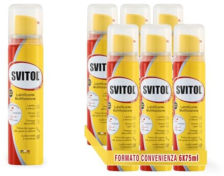 SVITOL Cartone da 6 Spray Lubrificante Multifunzione con Cannuccia, Senza Silicone, 6x75 ml