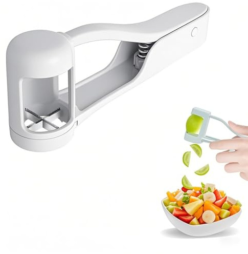 ZhouWei Coupe Raisins, Trancheuse à Fruits pour Tout Petits Trancheur de Raisins en Quart de Pouce Coupe Pomme Outil à découper Les Fruits Gadget de Cuisine en Acier Inoxydable, pour Salade (Blanc)
