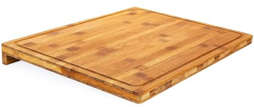 Tabla de Bambú para Cortar en Cocina. Bandeja de Madera para Borde de encimera para Picar, Trocear y Servir 45x35x4,5cm