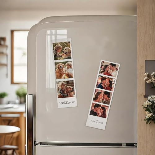 Personalisierter Fotomagnet Personalisierte Magnetische Fotostreifen Magnete Selbst Gestalten Kühlschrankmagnet Fotogeschenk Personalisierte Geschenke für Frauen Männer Paare Weihnachten Valentinstag