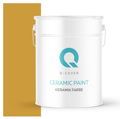 Q-COVER Keramik Farbe 10L (ca.70m²) Senf Wandfarbe Innenfarbe Abwaschbar Klasse 1 Mattfarbe Deckenfarbe Scheuerfest Küche Bad Treppen Ceramic Hohe Deckkraft