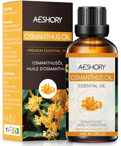 AESHORY Osmanthus Eterisk Olja 50ML, Naturliga Osmanthusolja Aromaterapioljor, Premium Aroma Diffusorolja Aromaterapi Doftolja för Diffusor, Hudvård, Hårvård, Avslappning, Massage, Bad