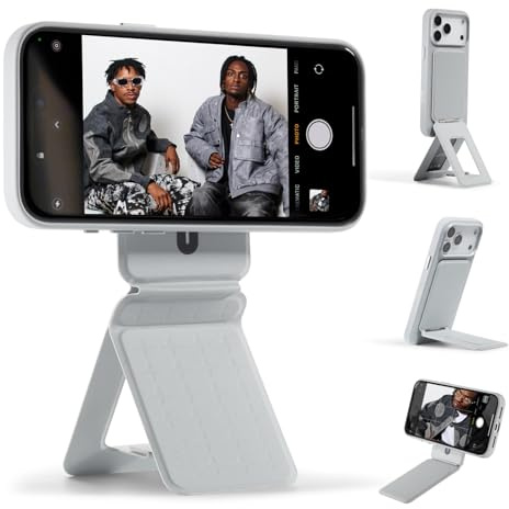 MOFT x Tombogo, Phone Tripod Stand, Portable Selfie Stick for iPhone | | Pocket Size | Strong Magnets l MOVAS Leather | Magsafe Compatible | Easy to Charge | Stylish | For Content Creators