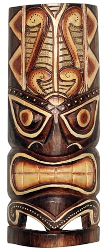 Wogeka - Máscara de madera Tiki de 30 cm - Hecho a mano de madera como idea de regalo para decoración, talla de Bali, máscara maorí de Nueva Zelanda 86.30