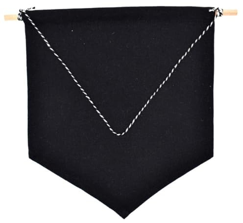 SHINEOFI 2 Stück Wimpelbanner Wanddekoration mit Anstecknadelbefestigung Schwarz Baumwollmaterial für Kinderzimmer und Pinnwanddisplay