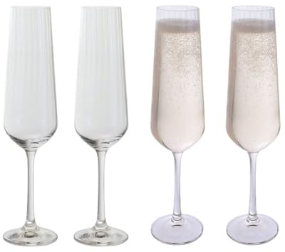 Dartington Crystal Cheers! Optic Champagne Flute, 350ml – Set of 4 Glasses
