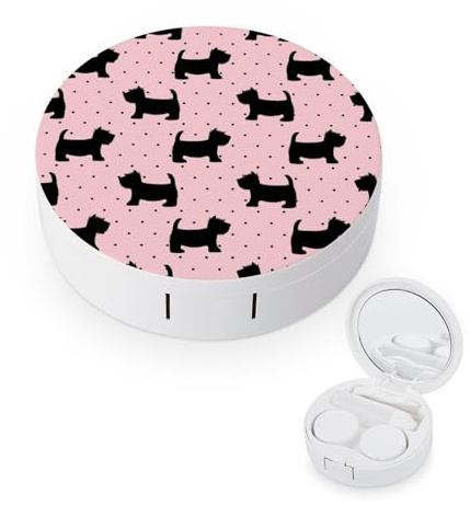 fkgvwo Contact Lens Case Cute Black Puppy Contact Lens Box Travel Kit Portable for Travel & Home