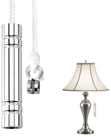 1pcs Bathroom Light Pull Cord Handle, Metal Pull Cord with 1.5m String | RustProof Cylinder Light Pulls for Bathroom, Ideal for Toilet Shower Bedroom Illuminated Switches Ceiling Fans Blinds(Silver)